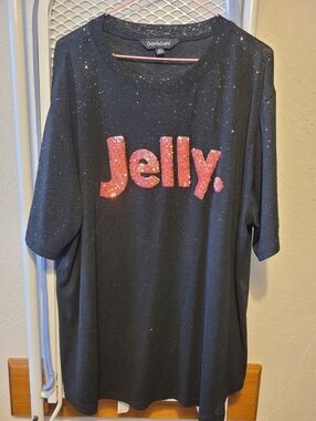 DAVI & DANI Black Sparkle 'Jelly' Sequin Graphic Top